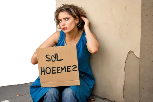 Homeless person, solo, worn-out clothes, dirty face, messy hair, tired eyes, leaning on wall, sitting on street, holding cardboard sign, begging, desperate expression, dramatic lighting, shallow depth