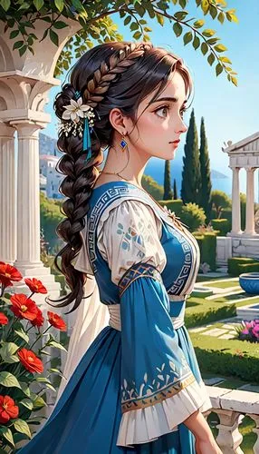 artemisia,seregil,kassandra,principessa,girl picking flowers,belle,rosaria,girl in the garden,ariela,cecilia,merida,apollonia,esmeralda,hypatia,primavera,rosnazura,apolonia,romanova,arcadia,holding flowers,Anime,Anime,General