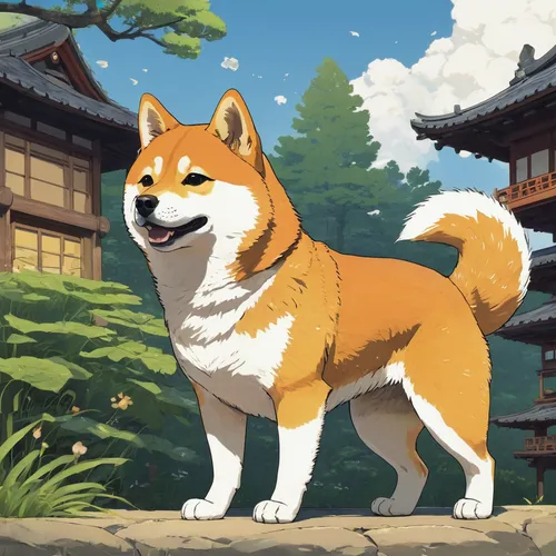 akita inu,shiba inu,shiba,akita,dog illustration,kitsune,kishu,inari,outdoor dog,a fox,canine,cute fox,adorable fox,nikko,garden-fox tail,companion dog,chinese imperial dog,dog drawing,corgis,woofer,Illustration,Realistic Fantasy,Realistic Fantasy 12