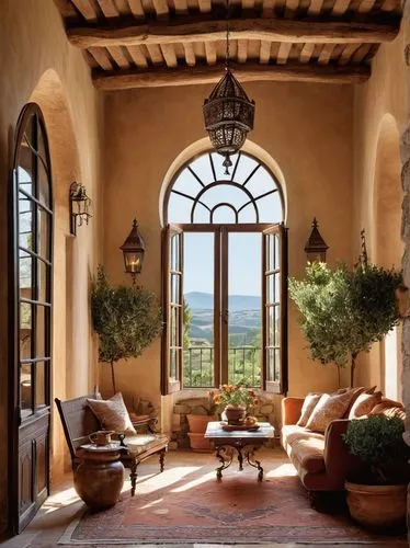 tuscan,sunroom,french windows,provencal life,provencal,luxury home interior,sitting room,front porch,loggia,breakfast room,alcove,beautiful home,patio,porch,patio furniture,montecito,fireplaces,bay window,wine country,big window,Illustration,Abstract Fantasy,Abstract Fantasy 10