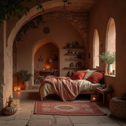 inglenook,persian norooz,bedroom,moroccan pattern,alcove,ornate room,daybed,coziness,danish room,interior decor,fireplace,home interior,la kasbah,bedchamber,sitting room,kasbah,coziest,interiors,great room,sleeping room,Photography,General,Realistic