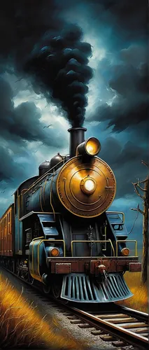 steam locomotives,oil painting on canvas,steam locomotive,steam train,train of thought,the train,tank cars,queensland rail,thomas the tank engine,ghost locomotive,electric locomotives,locomotives,oil painting,steam special train,steam engine,locomotion,steam power,oil on canvas,locomotive,train,Illustration,Realistic Fantasy,Realistic Fantasy 34