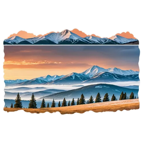 rainier,cascade mountains,shasta,montana,frame border illustration,snowy peaks,sierras,mount hood,mountain range,alpine sunset,sierra nevada,denali,mountains,snowy mountains,salt meadow landscape,landscape background,cordillera,mountain sunrise,mount shasta,mountain ranges,Unique,Design,Sticker