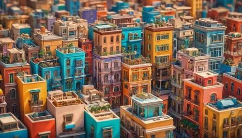 colorful city,microdistrict,city blocks,blocks of houses,lego city,micropolis,cityscape,row houses,city buildings,row of houses,density,tilt shift,dollhouses,apartment blocks,metropolis,ciudades,skyscraper town,colorful facade,cities,urbanism,Illustration,Realistic Fantasy,Realistic Fantasy 39