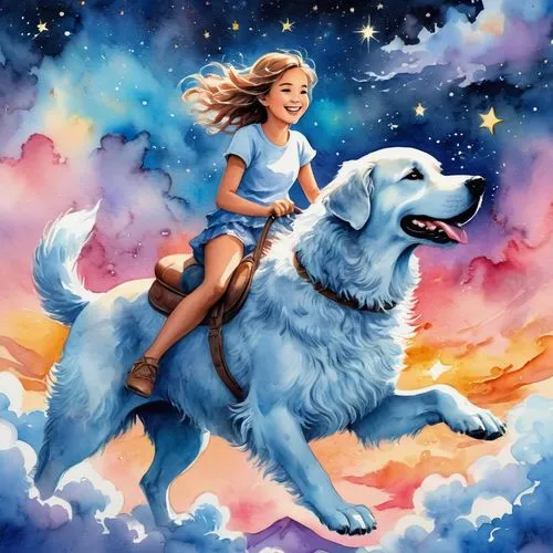 constellation wolf,girl with dog,fantasy picture,dog illustration,taur,katara,xanth,sci fiction illustration,wolf couple,constellation centaur,howling wolf,timberwolves,patronus,aleu,krypto,fantasy art,werewolve,companion dog,zodiac sign leo,blue background,Illustration,Paper based,Paper Based 25