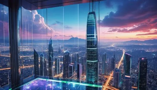 guangzhou,shanghai,lumpur,shenzhen,skycraper,skywalking,futuristic landscape,skyscraping,dubay,chungking,skyscraper,ctbuh,shangai,futuristic architecture,lujiazui,chongqing,electric tower,supertall,cybercity,sky city tower view,Illustration,Abstract Fantasy,Abstract Fantasy 10