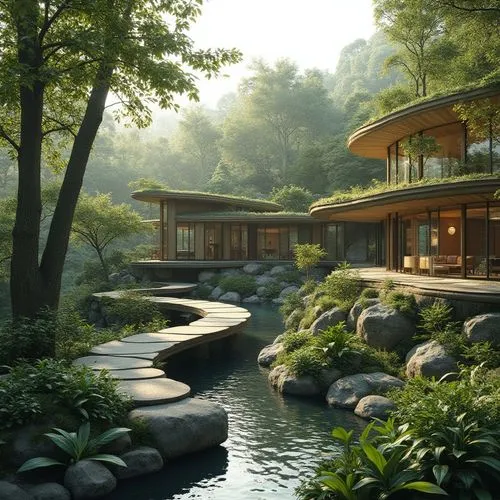 fallingwater,asian architecture,japanese garden,teahouse,zen garden,japanese zen garden,landscaped,beautiful home,forest house,amanresorts,japanese garden ornament,home landscape,pool house,japan garden,ryokan,house by the water,house in the mountains,shangri,dreamhouse,landscaping,Photography,General,Realistic