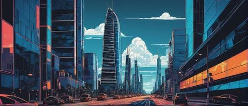 futuristic landscape,schuitema,schuiten,coruscant,cybercity,sci fiction illustration,cybertown,metropolis,cityscape,superhighways,futuristic architecture,arcology,spaceport,neuromancer,polara,sci - fi,futuristic,motorcity,skylines,cyberworld,Illustration,Vector,Vector 06