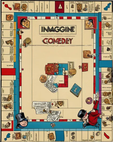 Imagine a romantic comedy where the Monopoly guy falls in love with a rival board game character.,board game,comedy and tragedy,monopoly,imagine,tabletop game,parcheesi,cover,mouse trap,nada2,tragedy 