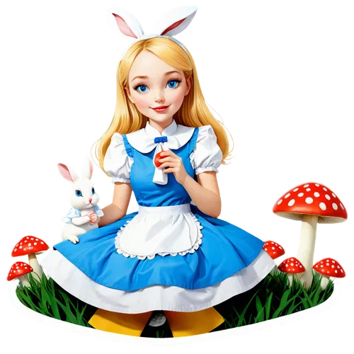 alice in wonderland,white bunny,fairy tale character,white rabbit,fionna,easter theme,ostara,little girl fairy,lapine,easter background,children's background,dorothy,easter bunny,cartoon bunny,springtime background,little bunny,wonderland,cute cartoon image,ostern,storybook character,Unique,Design,Sticker