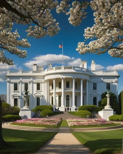 the white house,white house,whitehouse,nusa,jeffersonian,administraton,washingtonienne,preisdent,washingtonian,neoclassical,estados,republicain,capitol,magnolias,united state,presidency,springtime background,spring background,palladianism,magnolia trees,Illustration,Abstract Fantasy,Abstract Fantasy 19