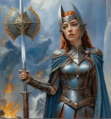 thorhild,female warrior,yavana,joan of arc,sigyn,krietor,Illustration,Realistic Fantasy,Realistic Fantasy 03