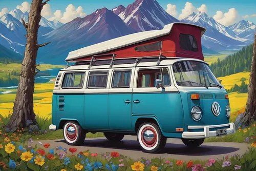 Describe a summer adventure filled with music festivals and camping in a classic VW van.,vwbus,campervan,volkswagenbus,vw camper,vw bus,camper van,camper van isolated,vw van,camping bus,travel trailer