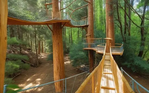 resalta un poco la madera del punete , incluye persona y animales ,a wooden tree house in the forest,tree house hotel,tree top path,treehouses,treehouse,tree house,tree tops,Photography,General,Realis