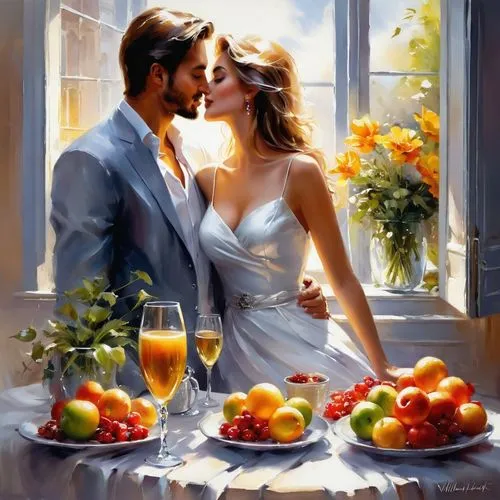 romantic portrait,romantic scene,struzan,wedding couple,honeymoon,beautiful couple,Conceptual Art,Oil color,Oil Color 03