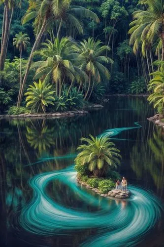 underwater oasis,tropical island,lagoon,backwaters,tropics,neotropical,tropical jungle,world digital painting,tropical forest,hawaii,floating islands,lagoons,waterscape,tropical sea,fantasy picture,tropical house,tropicale,nature wallpaper,water scape,neotropics