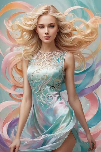 fashion vector,celtic woman,fanning,mermaid background,derivable,fantasy art,barbie doll,airbrushed,twirled,swirling,fairy queen,syrena,femininity,bodypainting,faires,dressup,fantasy picture,swirlgirls,swirled,world digital painting,Conceptual Art,Daily,Daily 32