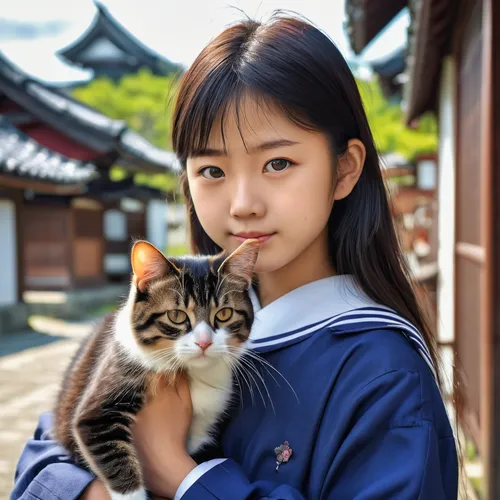 chinese pastoral cat,japanese bobtail,cute cat,girl with dog,asian semi-longhair,young cat,street cat,jiji the cat,calico cat,lucky cat,japanese kawaii,stray cat,cat kawaii,japanese terrier,cat child,cat,akita inu,oriental girl,cat lovers,little cat,Photography,General,Realistic