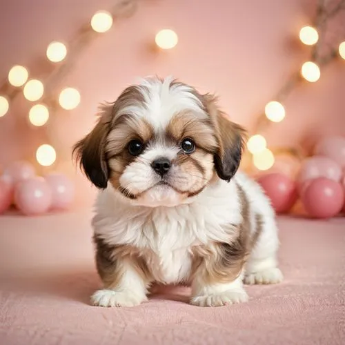 cute puppy,shih tzu,cavalier king charles spaniel,pekinese,havanese,christmas pictures,shih poo,dwarf bulldog,pupillidae,cuteness,puppy,shih,cute animals,cheerful dog,cute baby,cute animal,toy dog,baby dog,little dog,children's christmas photo shoot