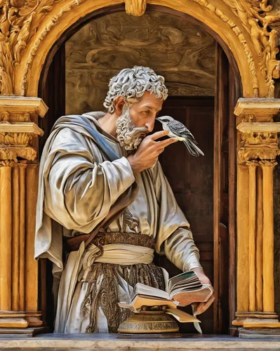 Incorporate Am￭n as a character in a mystery novel, where his keen eye for detail helps solve a baffling crime.,trumpet of jericho,the flute,drinking fountain,saint peter,saint peter's basilica,man pr