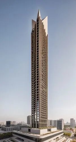 100-storey building with modern design adjacent to a seven-storey building for parking,a very tall building with several floors surrounded by skyscrs,largest hotel in dubai,tallest hotel dubai,rotana,