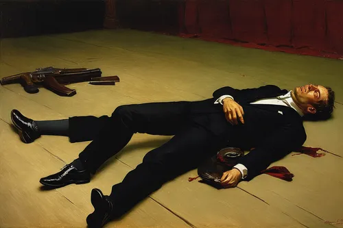 assassination,gunshot,album cover,crime scene,barrack obama,godfather,drunkard,homicide,murderer,cd cover,mafia,the girl is lying on the floor,dead sunday,cardiopulmonary resuscitation,oil on canvas,assassination attempt,funeral,gentleman icons,fallen down,al capone,Art,Classical Oil Painting,Classical Oil Painting 44