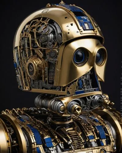 c-3po,droid,droids,r2-d2,r2d2,bb8-droid,steampunk,gold paint stroke,cybernetics,bot,gold foil 2020,gold mask,golden mask,bb8,bb-8,sci fi,artificial intelligence,social bot,emperor,dark blue and gold,Conceptual Art,Sci-Fi,Sci-Fi 09