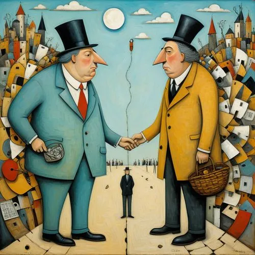 industrialists,salesman,salesmen,duopoly,businessmen,exchange of ideas,Art,Artistic Painting,Artistic Painting 49