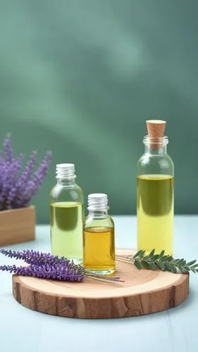 panggung yang elegan dan mewah tapi  sangat  alami  untuk display produk yang alami  dengan bahan  eucalyptus , vco oil dan lavender ,lavender and honey on  board with fresh leaves,lavender oil,natura