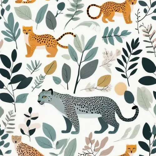 seamless pattern,seamless pattern repeat,woodland animals,forest animals,animal stickers,whimsical animals,background pattern,memphis pattern,animal shapes,fauna,tropical animals,cheetahs,wild animals crossing,vector pattern,repeating pattern,animals hunting,animal icons,fall animals,wild animals,gift wrapping paper,Illustration,Vector,Vector 13