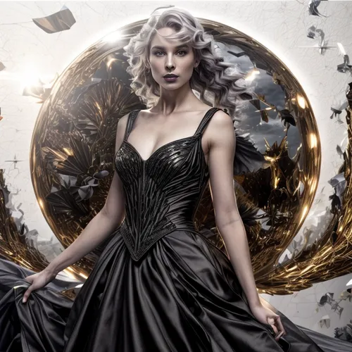 queen of the night,vesper,sorceress,digital compositing,gothic dress,femme fatale,gothic fashion,image manipulation,crystal ball-photography,horoscope libra,dark angel,photo manipulation,fantasy woman,celtic queen,the enchantress,white rose snow queen,callisto,celtic woman,fairy queen,silver