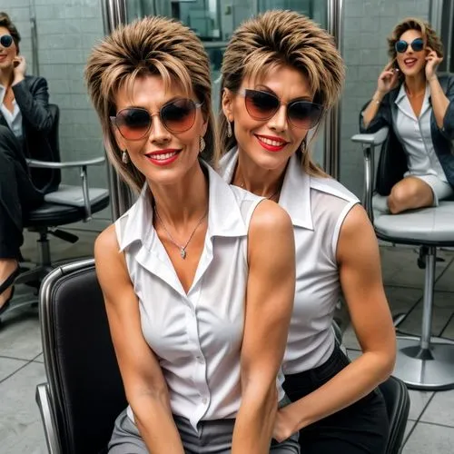 Add stylish sunglasses,boufflers,secretariats,bananarama,the style of the 80-ies,pantsuits,laurentien,chordettes,fembots,retro women,tussaud,waxworks,baranski,barresi,businesswomen,business women,vand