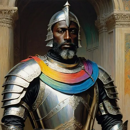 paladin,crusader,knight armor,king caudata,knight,conquistador,tudor,templar,castleguard,armor,emperor wilhelm i,armour,fantasy portrait,sultan,moorish,angel moroni,moor,cuirass,prejmer,épée,Art,Classical Oil Painting,Classical Oil Painting 42