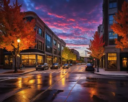 Modern C2 design architecture, Schenectady cityscape, evening time, warm streetlights, intricate building facades, geometric shapes, sleek lines, metallic materials, glass windows, urban atmosphere, b