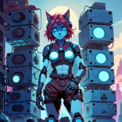 transistor,domino,cyberdog,gaige,haruko,kallen,Illustration,American Style,American Style 01