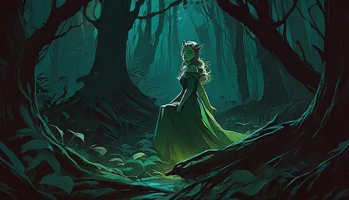 Generate a chilling prompt featuring wicked Wendy in a dark forest.,elven forest,dryad,haunted forest,the forest,forest of dreams,forest dark,enchanted forest,elven,forest,ballerina in the woods,in th