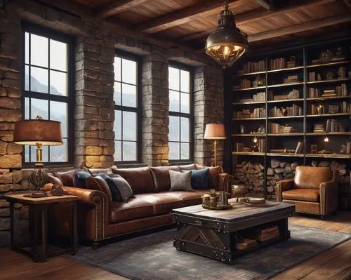 loft,bookcases,bookshelves,rustic aesthetic,lofts,living room,livingroom,reading room,great room,sitting room,bookcase,rustic,interior design,furniture,wooden beams,luxury home interior,brownstone,inglenook,sofas,family room,Illustration,Children,Children 06