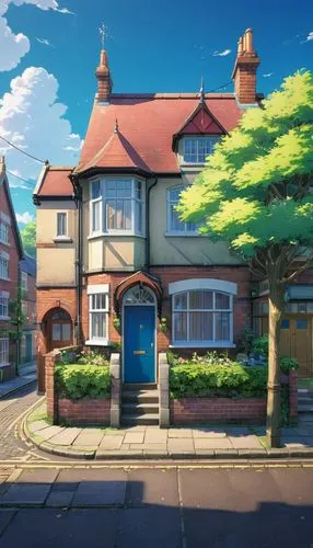 crooked house,dreamhouse,estate agent,maplecroft,house silhouette,violet evergarden,Illustration,Japanese style,Japanese Style 03