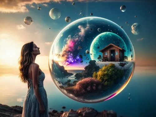 crystal ball-photography,crystal ball,fantasy picture,glass sphere,dream world,3d fantasy,lensball,astral traveler,fantasy world,photomanipulation,imagination,fairy world,parallel worlds,fantasy art,magical,photo manipulation,dreams catcher,think bubble,spheres,glass ball