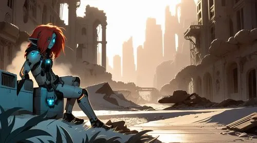 asuka langley soryu,animatrix,giganta,cortana,toa,transistor,Conceptual Art,Sci-Fi,Sci-Fi 17