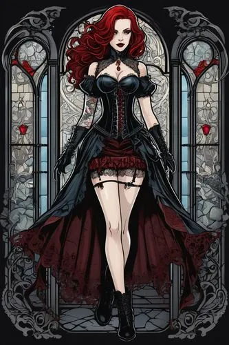 bloodrayne,gothic woman,corsetry,rasputina,gothic dress,sirenia,corsets,gothic portrait,corset,vampire lady,queen of hearts,vampire woman,countess,gothic style,tairrie,epica,baroness,burlesques,victoriana,corseted,Unique,Design,Sticker