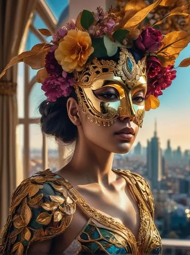 gold mask,golden mask,venetian mask,tretchikoff,masquerade,golden crown,baoshun,golden wreath,oshun,cleopatra,gold crown,kinnara,okoye,themyscira,esmeralda,golden flowers,gold flower,la catrina,garuda,afrofuturism,Photography,Artistic Photography,Artistic Photography 08