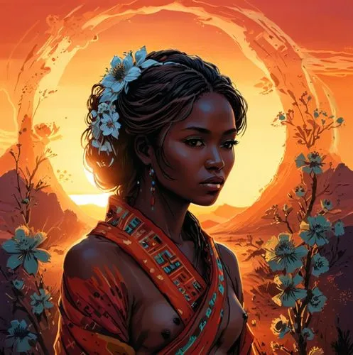 binti,maliana,azilah,niobe,danai,afrofuturism,Illustration,Realistic Fantasy,Realistic Fantasy 25