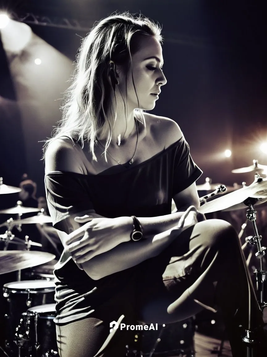 A great drummer in full action! Sweat splashes off her.,a woman sitting on top of a wooden floor,lynn,tancred,delain,halestorm,hertzen,torg,Photography,Documentary Photography,Documentary Photography 