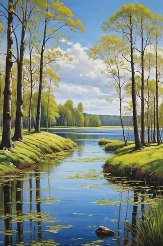 river landscape,spring lake,dutch landscape,forest landscape,nature landscape,landscape background,brook landscape,landscape nature,green trees with water,coastal landscape,landscape,row of trees,waterscape,natural landscape,green landscape,home landscape,meadow landscape,oil painting on canvas,beautiful lake,panoramic landscape,Art,Classical Oil Painting,Classical Oil Painting 02