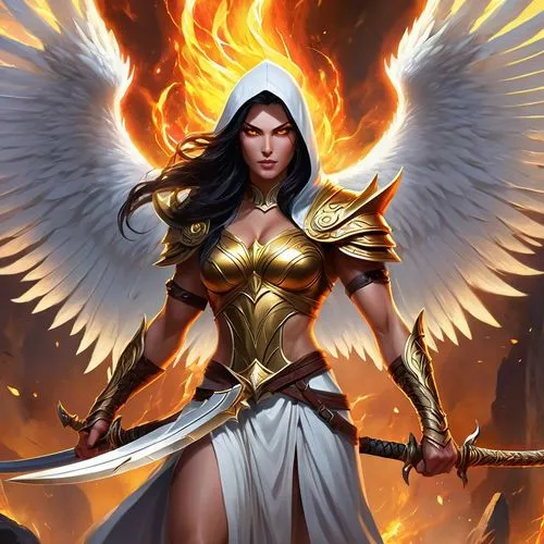 archangel,zauriel,fire angel,the archangel,dawnstar,angelfire,Illustration,Realistic Fantasy,Realistic Fantasy 01