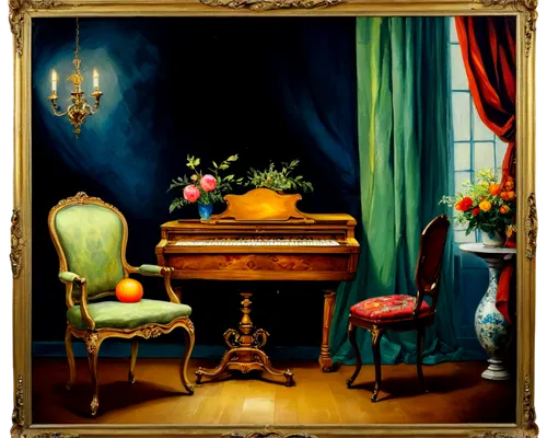 concerto for piano,grand piano,the piano,the gramophone,harpsichord,piano player,pianist,spinet,piano,rococo,fortepiano,player piano,antique furniture,steinway,the phonograph,gramophone,pianet,play piano,piano lesson,vintage art,Conceptual Art,Fantasy,Fantasy 08