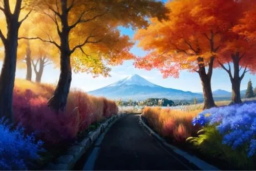 landscape background,autumn landscape,autumn scenery,japan landscape,autumn background,fall landscape,autumn mountains,nature background,fantasy landscape,watercolor background,beautiful landscape,mountain scene,studio ghibli,cartoon video game background,autumn in japan,nature landscape,japanese sakura background,one autumn afternoon,ghibli,autumn idyll