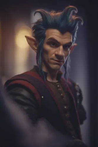 a d&d rock gnome male with crazy hair,an avatar in the character harry potter, with blue hair,vladislaus,male elf,kayn,jiangdong,draven,auron,Photography,General,Cinematic