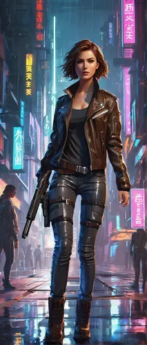 cyberpunk,sci fiction illustration,girl with gun,girl with a gun,cg artwork,renegade,dystopian,woman holding gun,terminator,mercenary,sci - fi,sci-fi,infiltrator,sci fi,game art,enforcer,futuristic,pedestrian,concept art,hk,Unique,Design,Character Design